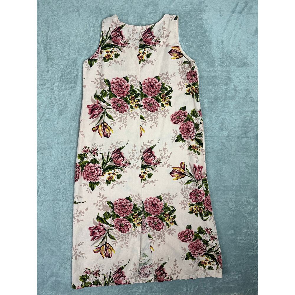 Vintage 90s Hot Cotton Marc Ware Pink Floral Maxi Dress XL Linen Cotton Blend - Picture 6 of 6